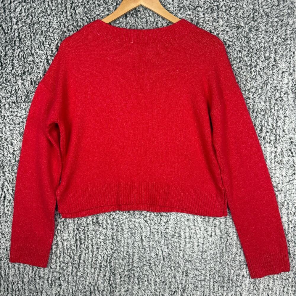 Abound Cropped Sweater Red Women's Size Large Soft Boxy Oversized Cozy Sweater - Picture 4 of 12
